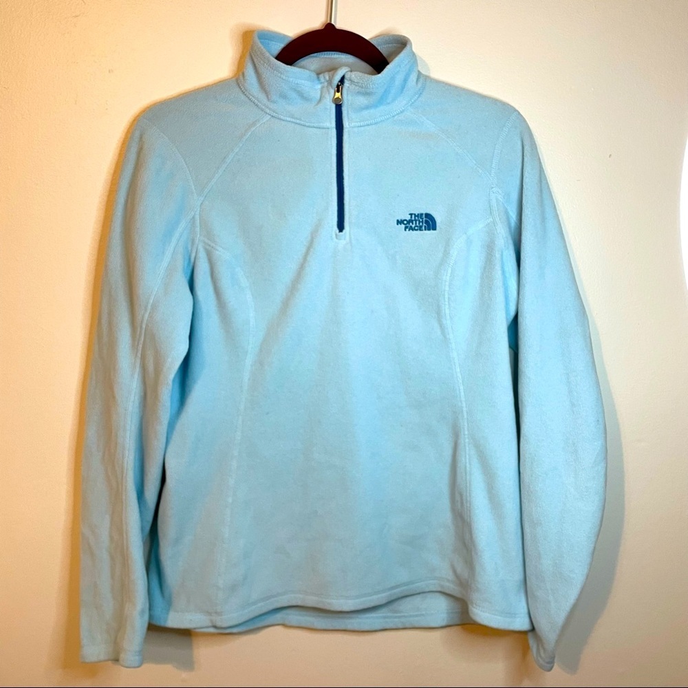The North Face Teal Tiffany Blue Fleece 1/4 Zip Sz M